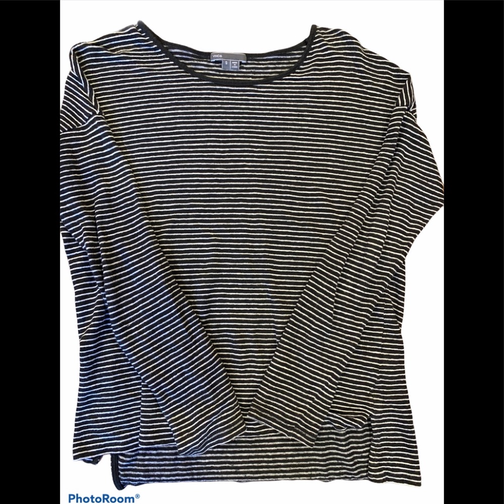 Vince Split Hem Striped Long Sleeve Tunic Size S